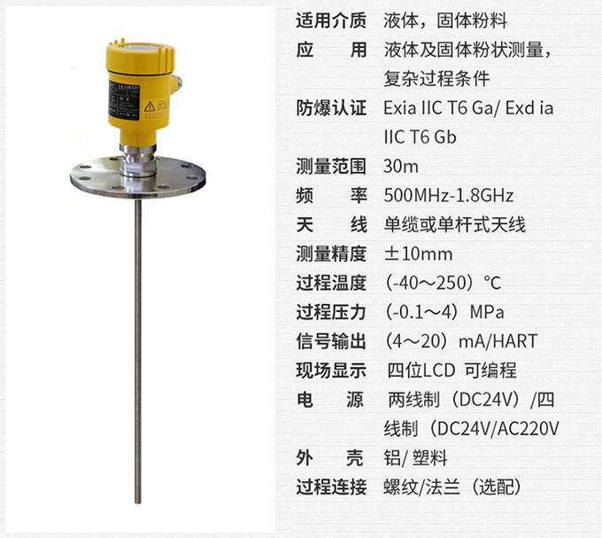 喇叭口雷達液位計RD710技術(shù)參數表圖