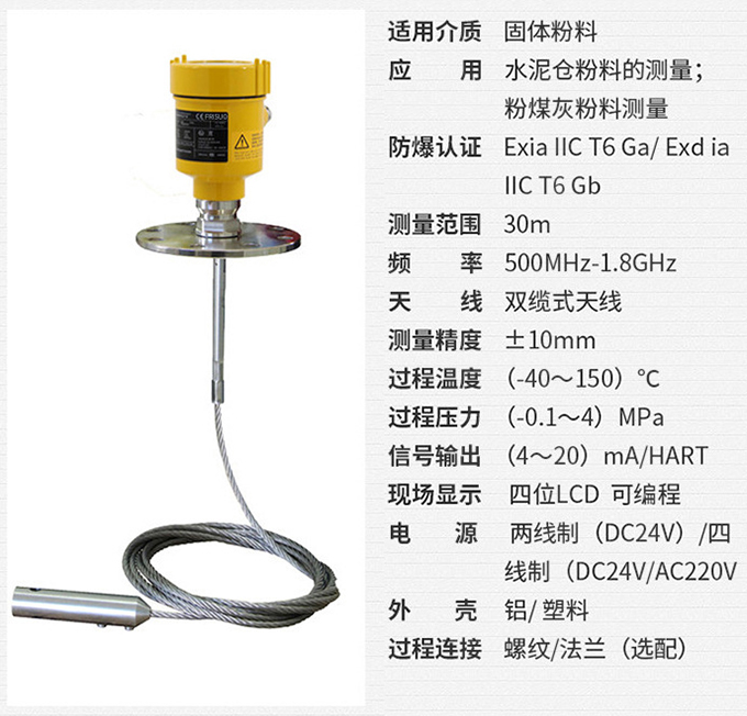 喇叭口雷達液位計RD712技術(shù)參數表圖